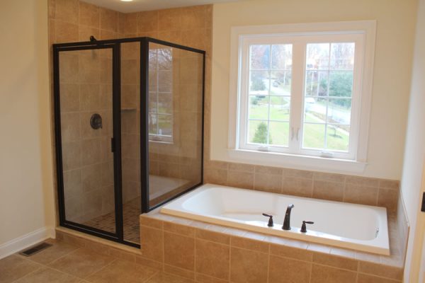 Great design to maximize both the jetted tub and the glass shower