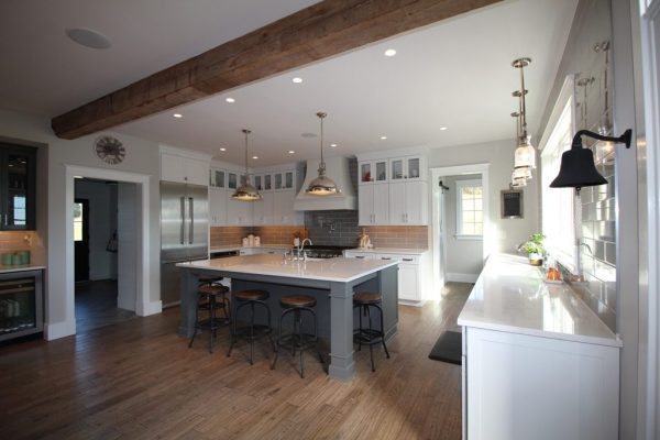Kitchen with exposed beams